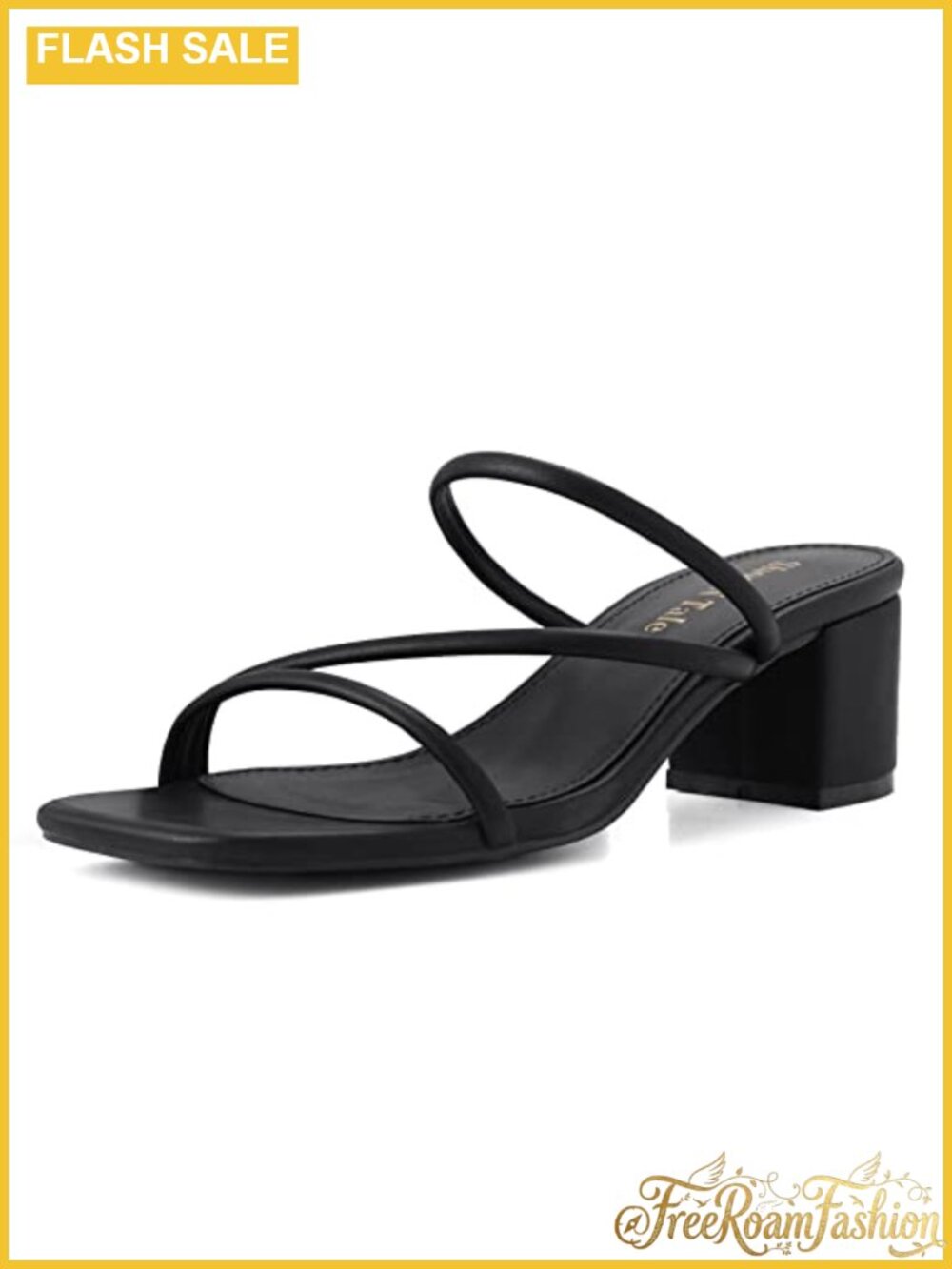 Strappy Square Toe Chunky Block Heel Mules Low Heel Slip On Sandals